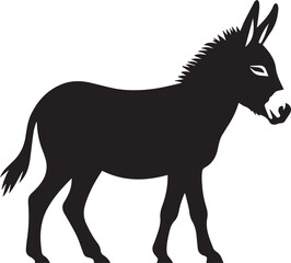 Black Silhouette Donkey Vector Illustration Isolated on White Background