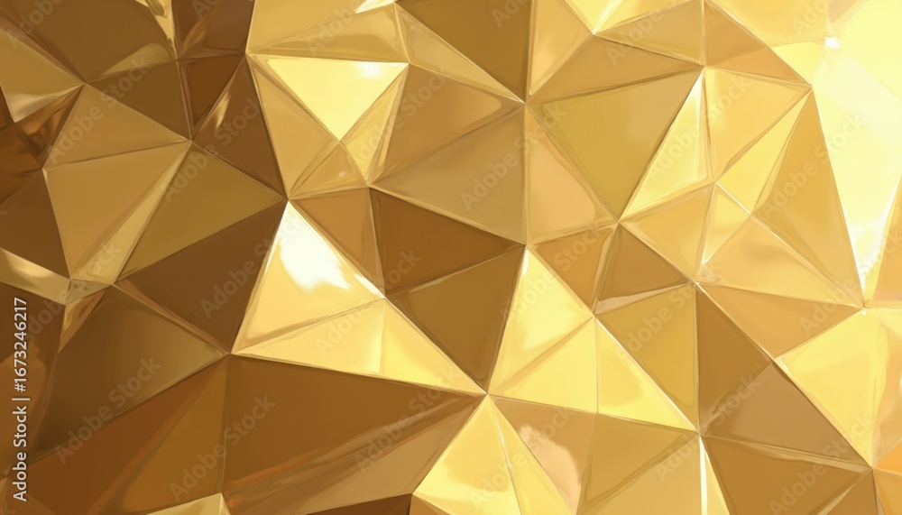 Poster abstract golden geometric background featuring triangles, polygons. design combines sharp lines with