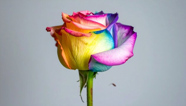 Close-up of a vibrant rainbow rose - Powered by Adobe