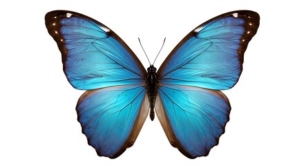 Stunning Blue Morpho Butterfly: Detailed Wing Texture, Isolated on White