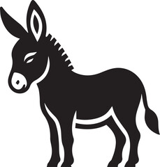 Black Silhouette Donkey Vector Illustration Isolated on White Background
