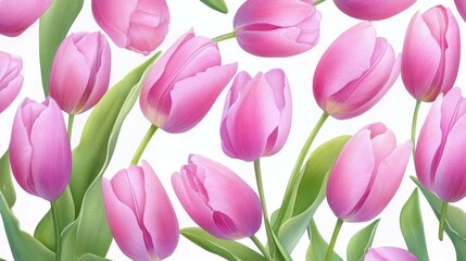 Pink tulips watercolor pattern for fabric, gift wrap or home decor