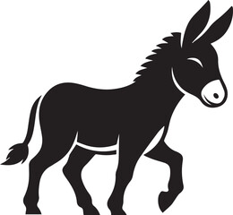 Black Silhouette Donkey Vector Illustration Isolated on White Background