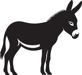 Black Silhouette Donkey Vector Illustration Isolated on White Background