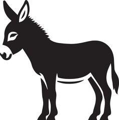 Black Silhouette Donkey Vector Illustration Isolated on White Background