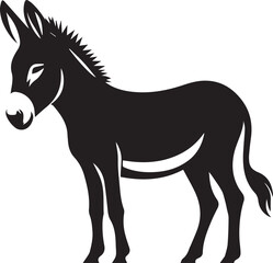 Black Silhouette Donkey Vector Illustration Isolated on White Background