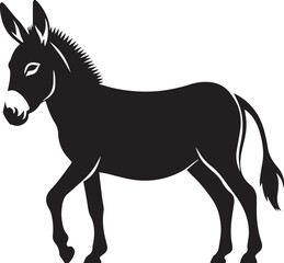 Black Silhouette Donkey Vector Illustration Isolated on White Background