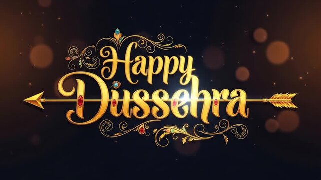 "Happy Dussehra Golden Festive Typography Design"
