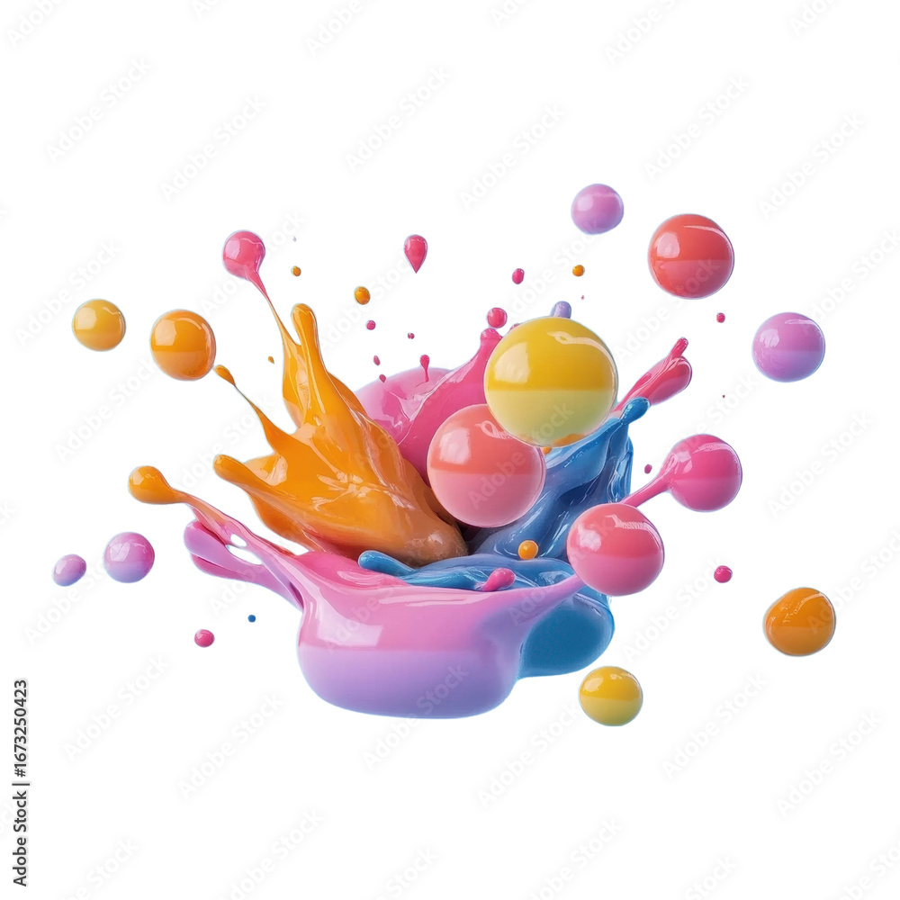 Poster burst of color: a dynamic abstract artwork showcasing a vibrant explosion of multicolored liquid pai