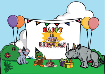 Obraz premium Birthday party banner Vector Illustration Design
