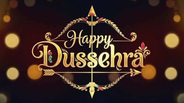"Happy Dussehra Golden Festive Typography Design"