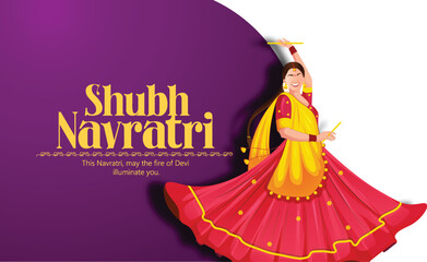 Navratri Celebration Depicting Traditional Garba Dance with Festive Elements