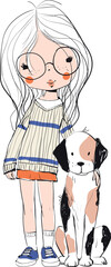 Cute girl with a dog.
