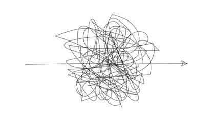 Chaos Concept with Tangled Lines and Arrow