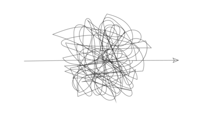 Chaos Concept with Tangled Lines and Arrow