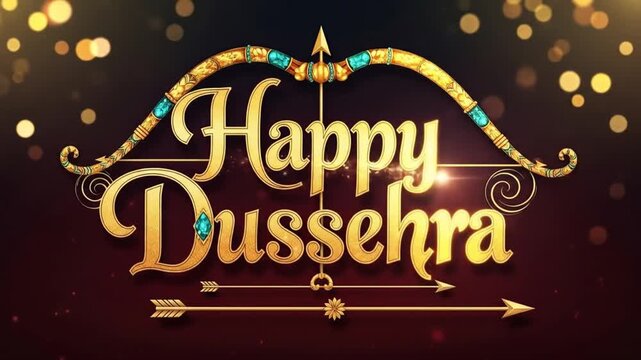 "Happy Dussehra Golden Festive Typography Design"