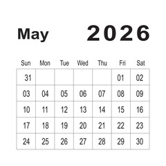 2026 desk Calendar Month Of May