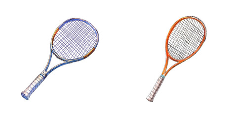 tennis racket watercolor vector illustration