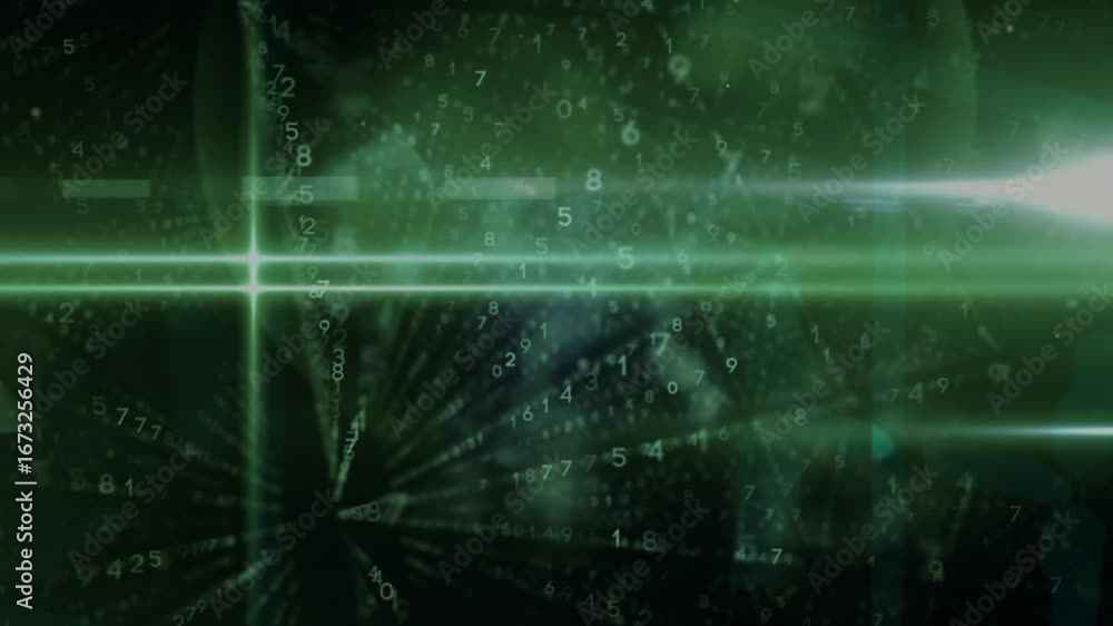 Poster a digital animation of a green and black code design