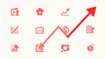 zigzag pattern indicates decline and volatility, indicating danger, loss, or negative performance in financial and business contexts. This visualization represents the opposite of positive growth tren