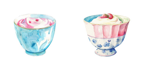 yogurt bowl watercolor vector illustration