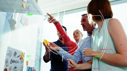 Animation of scope and financial data processing over business people in office - Powered by Adobe