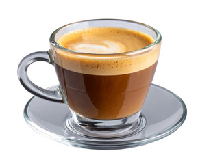Fototapeta premium Double Shot Espresso in Glass Cup, isolated on transparent background PNG