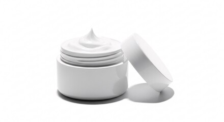 A jar of white cream isolated on white background