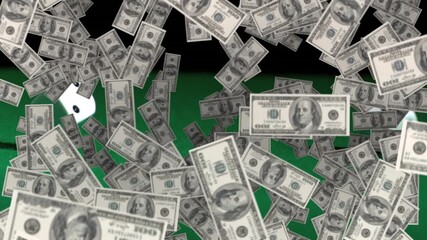 Animation of banknotes over shapes moving - Powered by Adobe
