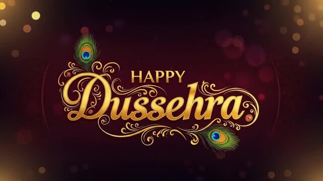 "Happy Dussehra Golden Festive Typography Design"