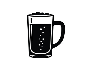 A glass mug of beer with foam illustration