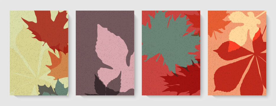 Creative concept of autumn banners with leaves. Modern minimalistic autumn bright design for backgrounds, wallpapers, cards or banners - Powered by Adobe