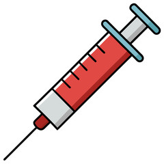 A close-up shot of a medical syringe, ready for use, the syringe is positioned at an angle, showcasing its intricate parts in stunning detail. Generative AI