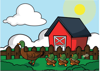 Obraz premium Farm Animal Cartoon Vector Illustration Design 