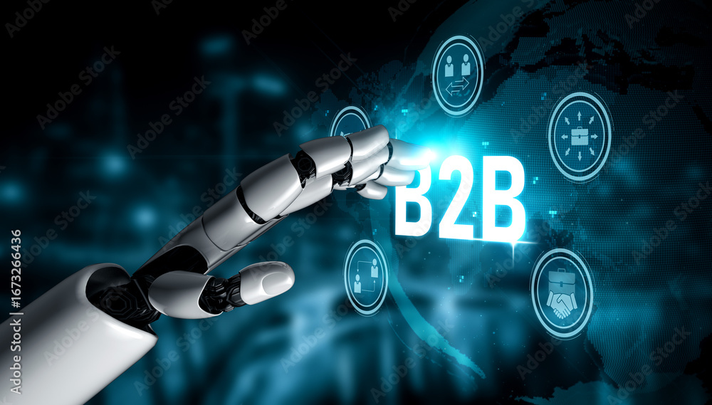 Poster ai artificial intelligence enhances b2b strategy with smart tools and virtual assistants to optimize