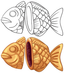 Japanese Taiyaki Fish-Shaped Pastry with Red Bean Filling