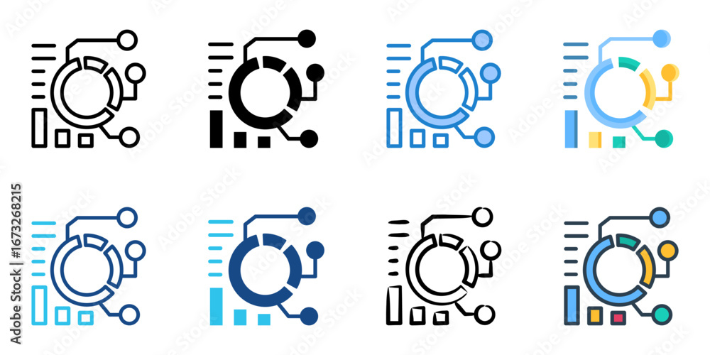 Poster data insights icon set multiple style collection