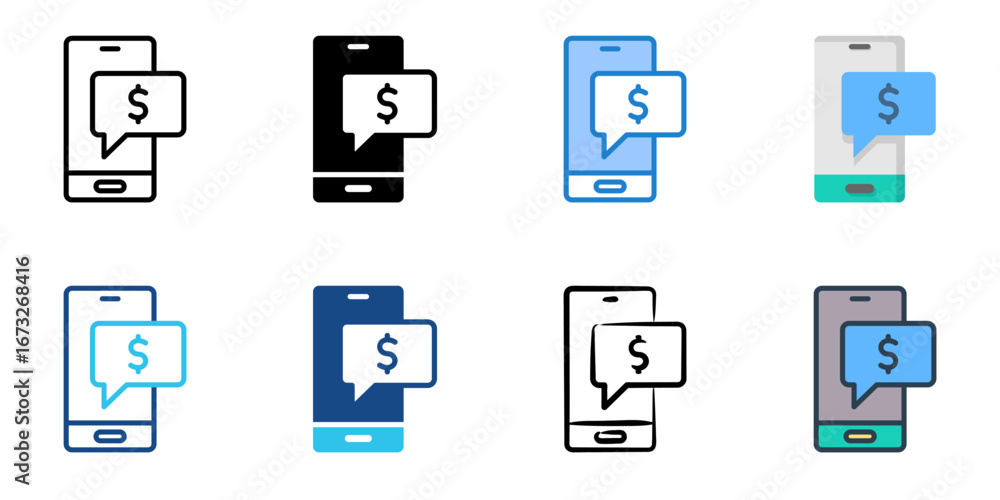 Poster mobile payments icon set multiple style collection