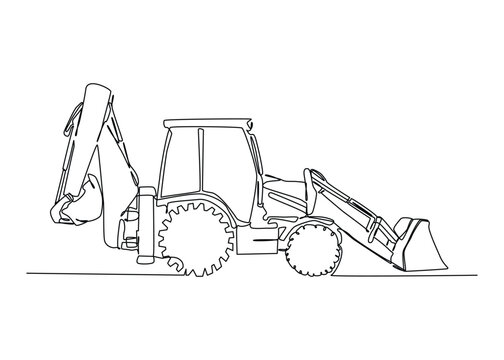 black line art backhoe loader clip art preview