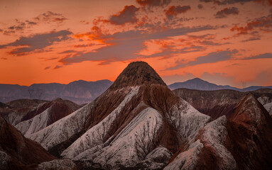 Fototapeta premium Grand Sunset Landscape Photography of Gansu Danxia Landform