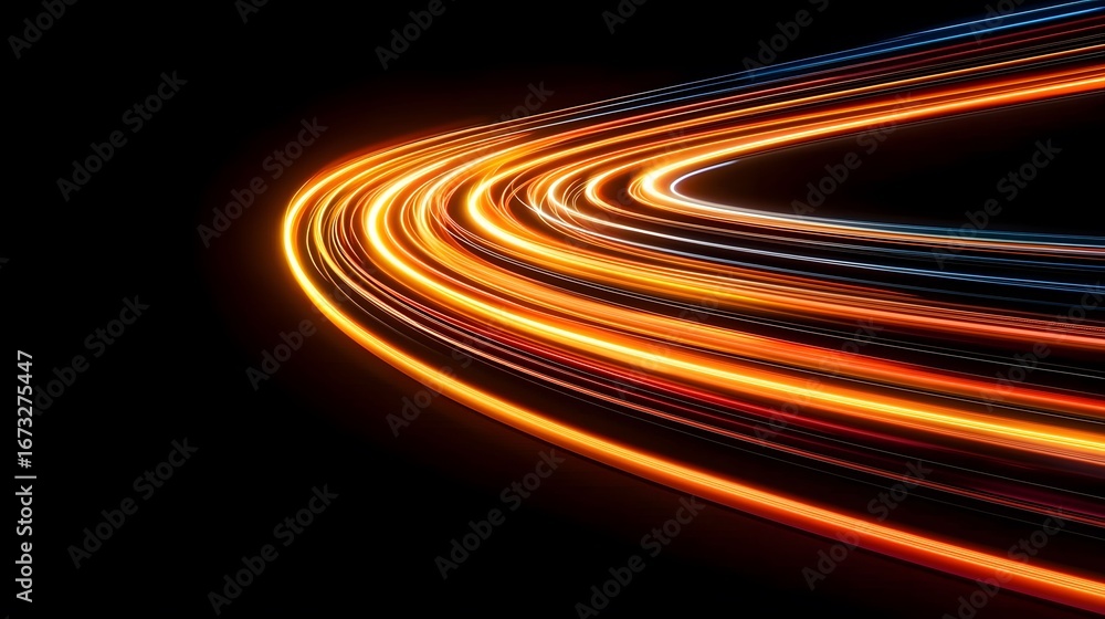 Aufkleber the image showcases vibrant golden and orange light trails streaking across a dark background, creat