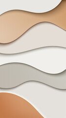 elegant abstract layered paper cut background with flowing waves in beige cream terracotta tones, vertical three dimensional design for subtle decorative wallpaper enhancing modern interiors