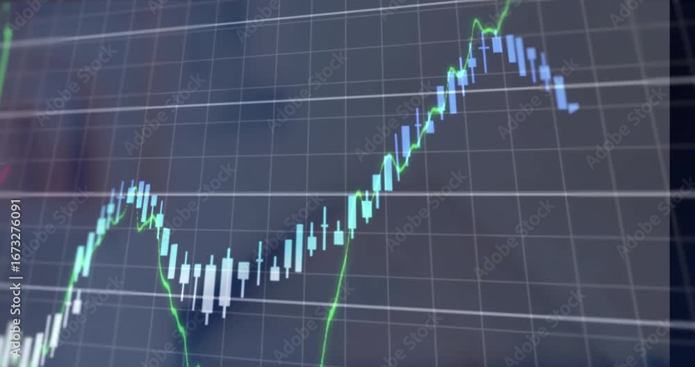 Poster animation of data processing over blurred background