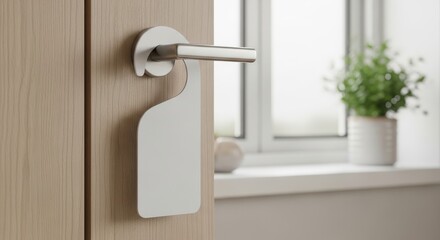 Blank Door Hanger on Modern Hotel Door Handle