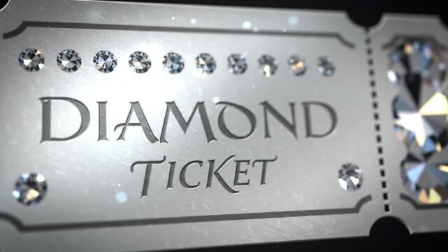 Exclusive luxury diamond ticket with elegant golden details, designed as a premium winning pass for VIP events, special awards, or high-class invitations. Perfect for branding, promotions, and luxury 