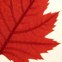 Obraz premium Red maple leaf microscopic close-up view