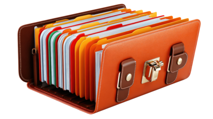 Organized Documents in Organizer: An organized expandable file holder, meticulously designed to house an array of important files, offers a tidy and effective solution for document management.