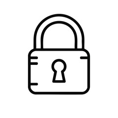 A simple line drawing of a closed padlock, symbolizing security and protection.