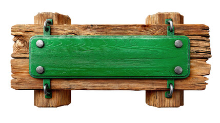 Wooden Sign: A rustic wooden sign, its natural grain and texture providing a beautiful backdrop to a bold green label, perfect for conveying messages.