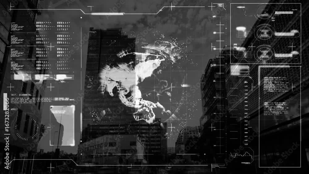 Aufkleber a white dashboard with data graphs chart analysis and a earth globe on a green screen background